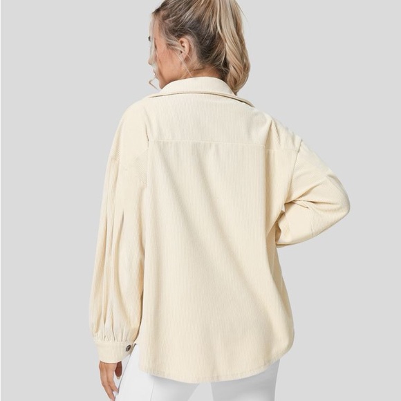 Halara Collared Button Pocket Long sleeve Curved Hem Corduroy Casual Jacket - Picture 1 of 6